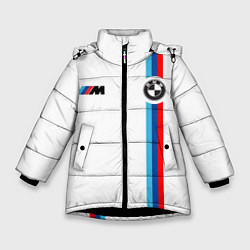 Куртка зимняя для девочки БМВ 3 STRIPE BMW WHITE, цвет: 3D-черный