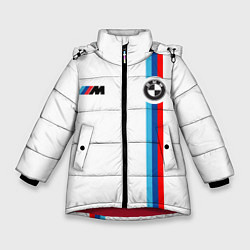 Куртка зимняя для девочки БМВ 3 STRIPE BMW WHITE, цвет: 3D-красный