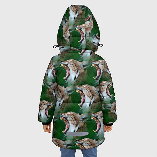 Зимняя куртка для девочки Рысь паттерн / 3D-Красный – фото 4