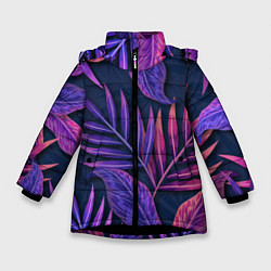 Зимняя куртка для девочки Neon Tropical plants pattern