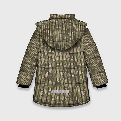 Зимняя куртка для девочки Вязаный Лесной Камуфляж / 3D-Черный – фото 2