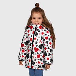 Куртка зимняя для девочки Картёжные Масти, цвет: 3D-черный — фото 2