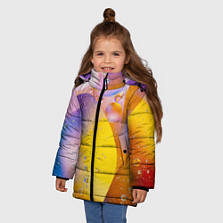 Куртка зимняя для девочки Градиент Яркие Пузыри, цвет: 3D-светло-серый — фото 2