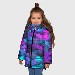 Куртка зимняя для девочки Неоновые тучи, цвет: 3D-красный — фото 2