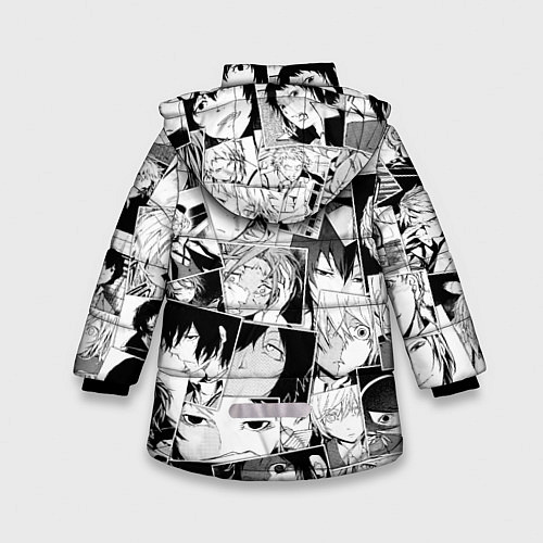 Зимняя куртка для девочки Bungo Stray Dogs pattern / 3D-Красный – фото 2