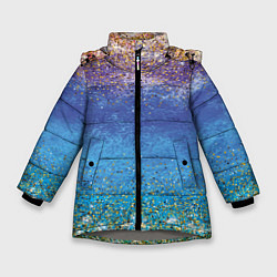 Куртка зимняя для девочки Градиент акварельный с золотым сияющим глиттером Б, цвет: 3D-светло-серый