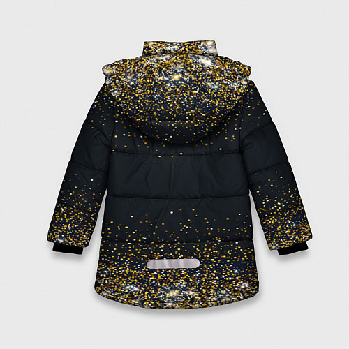 Зимняя куртка для девочки Золотые блестки на темном фоне Сияющий глиттер, бл / 3D-Черный – фото 2