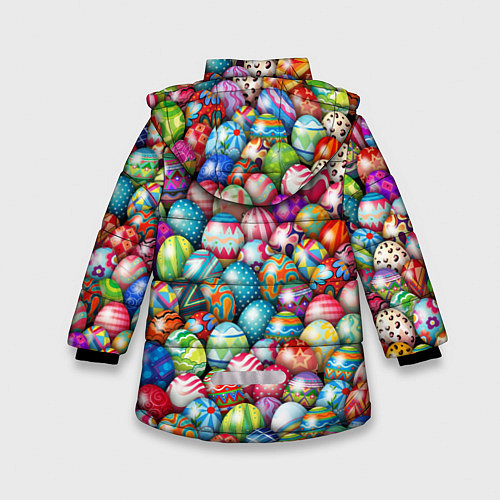 Зимняя куртка для девочки Пасхальные крашеные яйца / 3D-Черный – фото 2