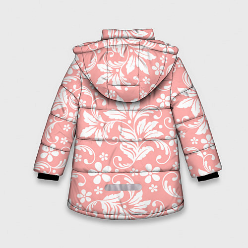 Зимняя куртка для девочки Белый цветочный узор / 3D-Черный – фото 2