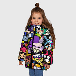 Куртка зимняя для девочки Brawl Значки особые на бойцов Бравл Старс Пины, цвет: 3D-черный — фото 2