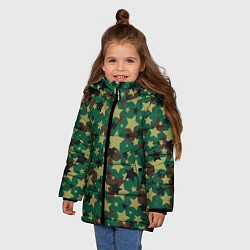 Куртка зимняя для девочки Звёзды камуфляж, цвет: 3D-черный — фото 2
