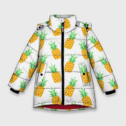Куртка зимняя для девочки Поле ананасов, цвет: 3D-красный