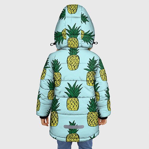 Зимняя куртка для девочки Рисунок ананасов / 3D-Светло-серый – фото 4