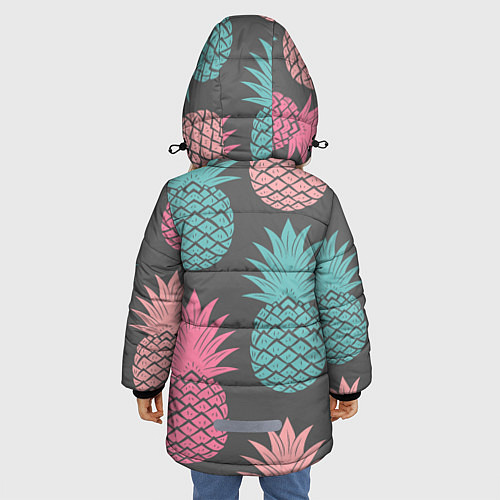 Зимняя куртка для девочки Большие неоновые ананасы / 3D-Красный – фото 4