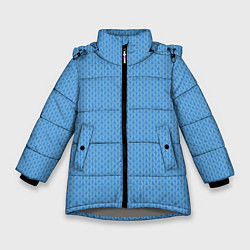 Зимняя куртка для девочки Вязаный узор голубого цвета