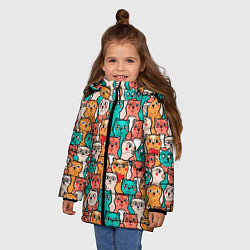Куртка зимняя для девочки Милые Разноцветные Котики, цвет: 3D-красный — фото 2