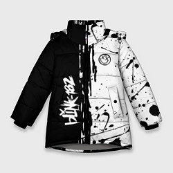 Куртка зимняя для девочки Blink 182 БРЫЗГИ, цвет: 3D-светло-серый
