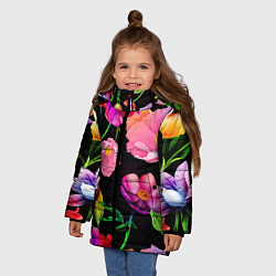 Куртка зимняя для девочки Цветочный узор Floral pattern, цвет: 3D-красный — фото 2
