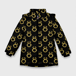 Куртка зимняя для девочки Символ тельца, металл с эффектом 3d Паттерн, цвет: 3D-черный