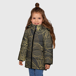 Куртка зимняя для девочки Цветы, линии, узоры, цвет: 3D-светло-серый — фото 2