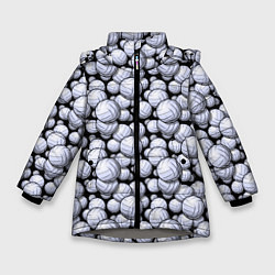 Куртка зимняя для девочки Волейбольные Мячи Volleyballs, цвет: 3D-светло-серый