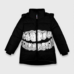 Куртка зимняя для девочки Зубы Каонаси, цвет: 3D-черный