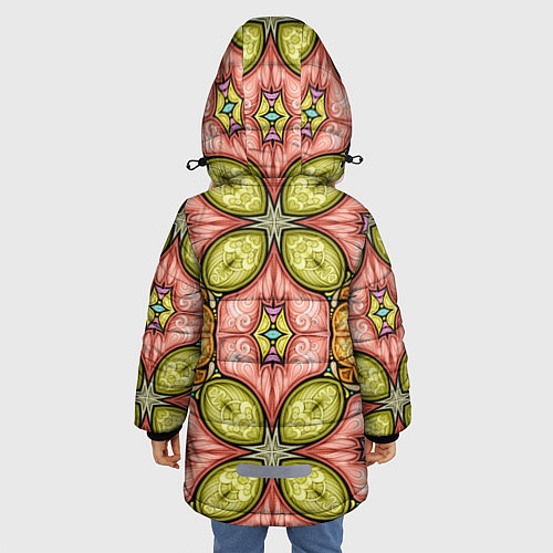 Зимняя куртка для девочки Калейдоскоп узоры / 3D-Красный – фото 4