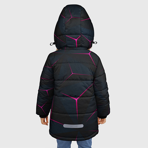 Зимняя куртка для девочки Неоновые углы На черном Фоне / 3D-Светло-серый – фото 4