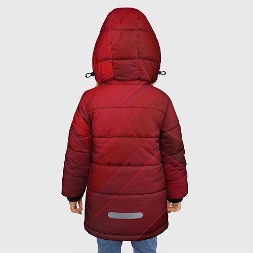Зимняя куртка для девочки Полосы На красном Фоне / 3D-Красный – фото 4