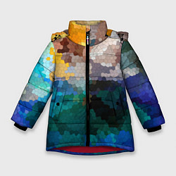 Куртка зимняя для девочки Осенний мозаичный узор, цвет: 3D-красный