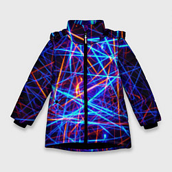 Куртка зимняя для девочки Neon pattern Fashion 2055, цвет: 3D-черный