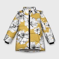 Зимняя куртка для девочки Цветы Цветочно-Жёлтый