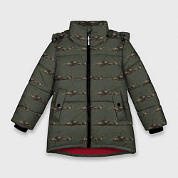 Куртка зимняя для девочки Вертолеты паттерн, цвет: 3D-красный