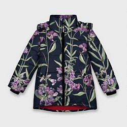Зимняя куртка для девочки Цветы Фиолетовые