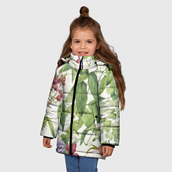 Куртка зимняя для девочки Цветы Нежная Листва, цвет: 3D-красный — фото 2