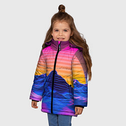Куртка зимняя для девочки РЕТРО НЕОН CYBERPUNK, цвет: 3D-черный — фото 2
