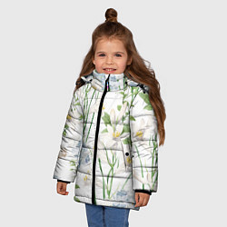 Куртка зимняя для девочки Цветы Утонченные и Яркие, цвет: 3D-черный — фото 2