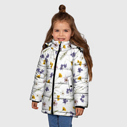 Куртка зимняя для девочки Простые цветы на белом фоне, цвет: 3D-красный — фото 2