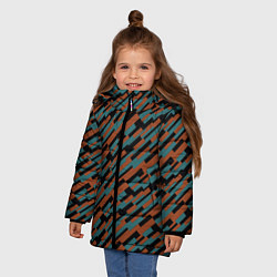 Куртка зимняя для девочки Разноцветные прямоугольники абстракция, цвет: 3D-черный — фото 2