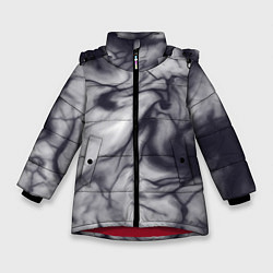 Куртка зимняя для девочки Бело-черный тай-дай, цвет: 3D-красный