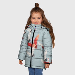 Куртка зимняя для девочки Стая журавлей, цвет: 3D-светло-серый — фото 2