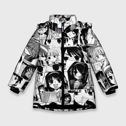 Куртка зимняя для девочки Харухи Судзумия паттерн, цвет: 3D-черный