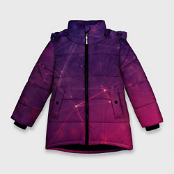 Куртка зимняя для девочки Абстрактные взаимосвязанные линии, цвет: 3D-черный