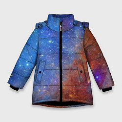 Куртка зимняя для девочки Яркая вселенная, цвет: 3D-черный
