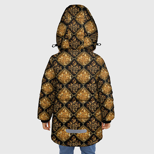 Зимняя куртка для девочки Классический узор - ромбы / 3D-Красный – фото 4