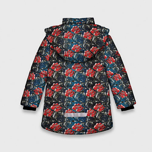 Зимняя куртка для девочки Flowers Pattern / 3D-Черный – фото 2