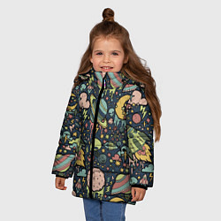 Куртка зимняя для девочки Космос планеты, цвет: 3D-черный — фото 2