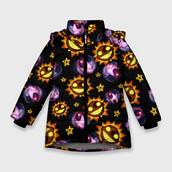 Куртка зимняя для девочки Five Nights at Freddys: Security Breach Луна и Сол, цвет: 3D-светло-серый