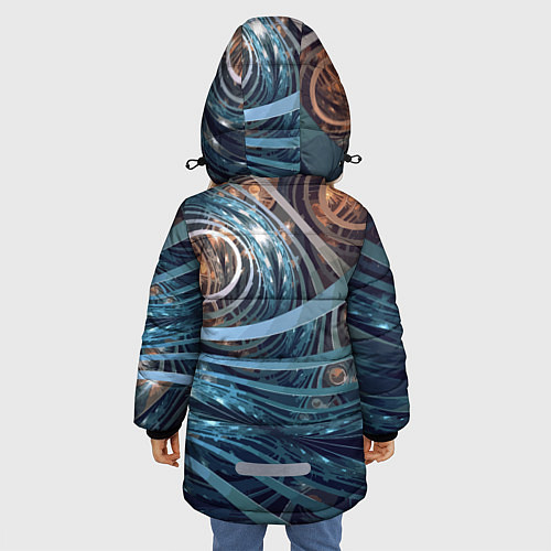 Зимняя куртка для девочки Абстрактный геометрический паттерн / 3D-Красный – фото 4