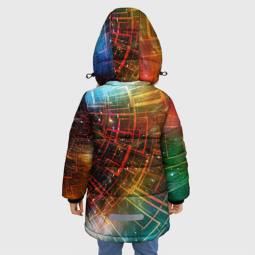 Зимняя куртка для девочки Portal - Neon Space - туннель из энергетических па / 3D-Красный – фото 4